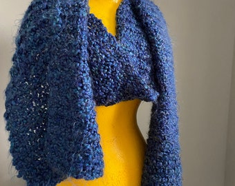 Dark Blue Garter Stitch Scarf