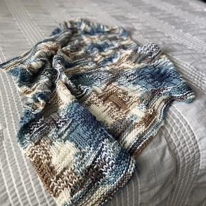 Blue/Tan/White Baby Boy Car Blanket
