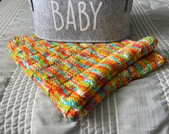 Rainbow Basketweave Baby Blanket