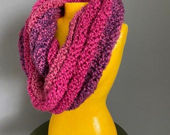 Pink/Purple Ribbed Infinity Scarf
