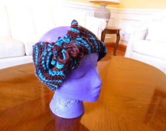 Brown/Bue Single Flower Headband