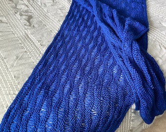 Bright Blue Oversized Lace Shawl