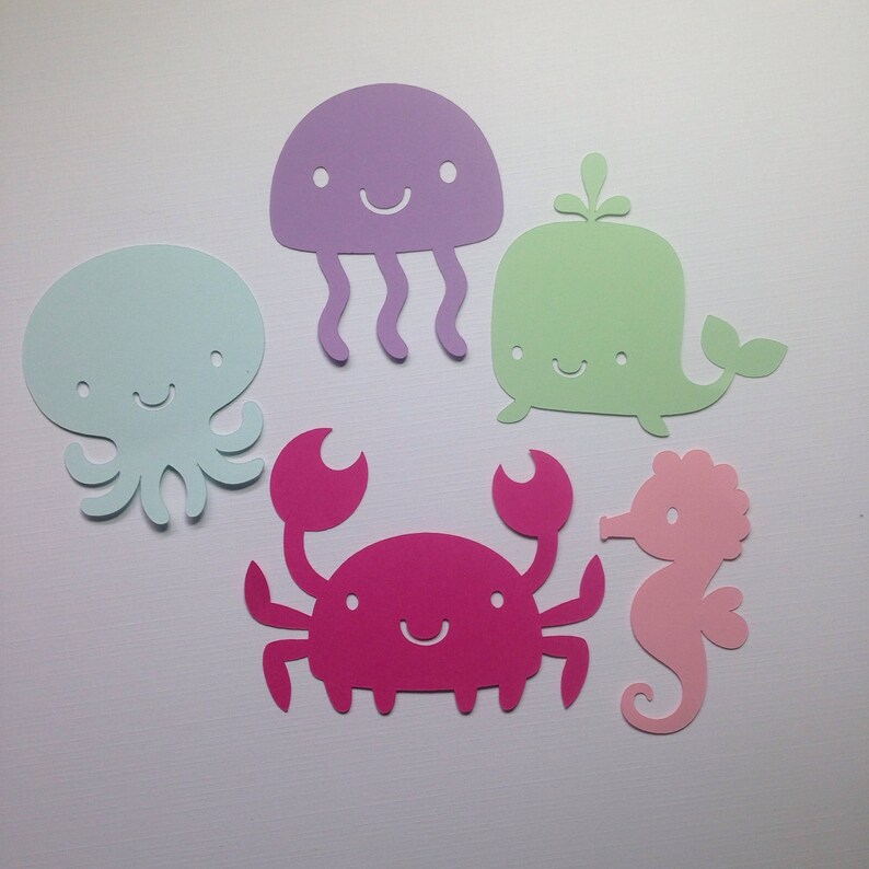 Cute Sea Animal Party Decor Paper Sea Animal Die Cuts Etsy