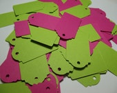 Blank Mini Hang Tags ~ Pink and Green ~ Boutique Hang Tags, Price Tag, Favor Tags, Thank You Tags, Merchandise Tags, Style 1 Tags