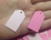 Mini Pink Hang Tags ~  Boutique Price Tags, Favor Tags, Paper Tags,  Business Supplies, Thank you Tags, Girly Tags, Craft Show Supplies