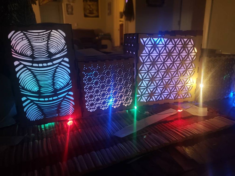 Beautiful Laser Cut multicolored light up lightbox lantern multiple size And design vary