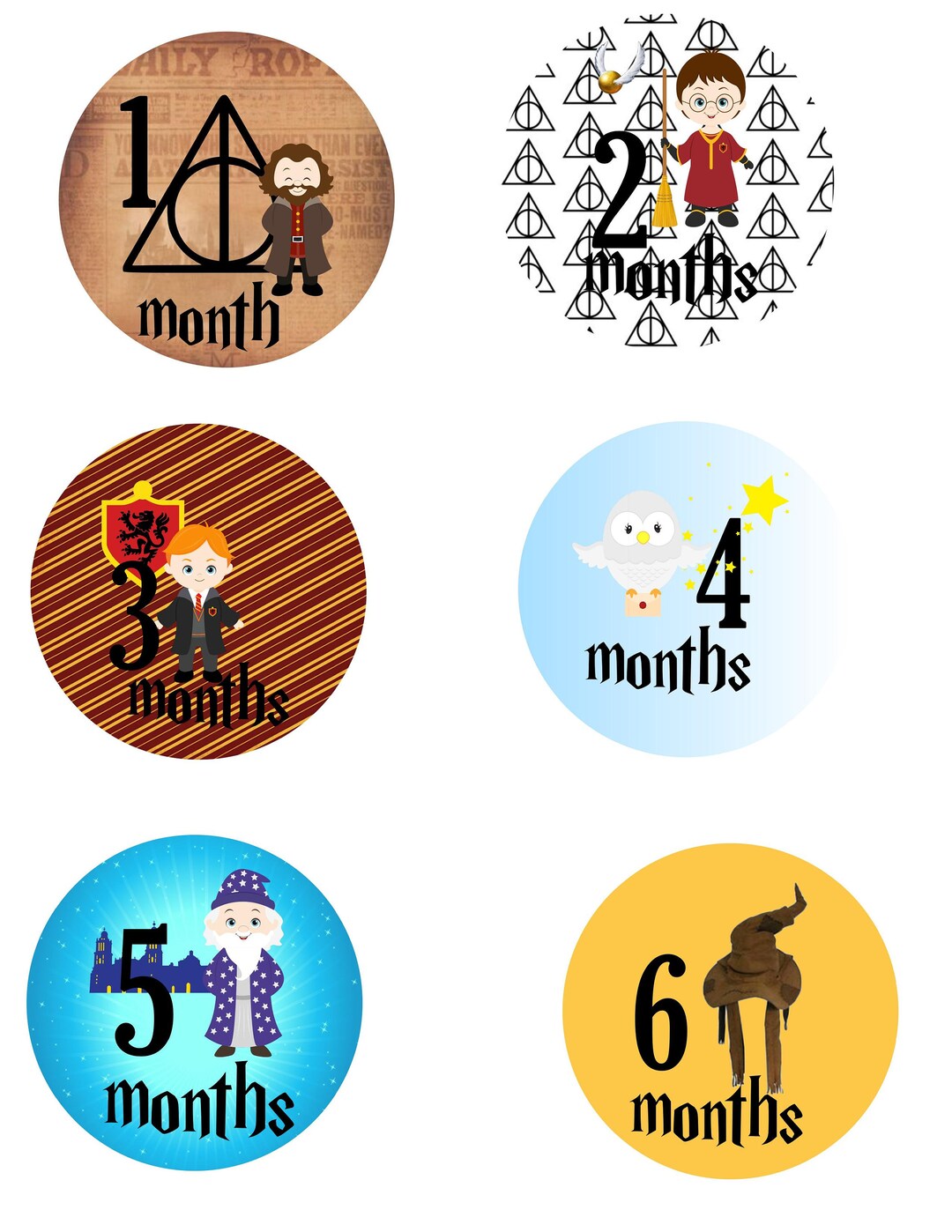 HP Wizard Monthly Milestone Stickers,baby's First Year Stickers - Etsy