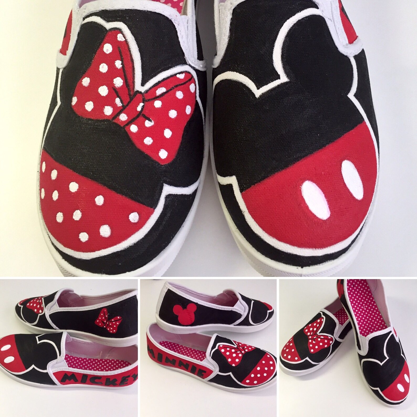 Mickey and Minnie silhouette painted canvas shoes | Etsy