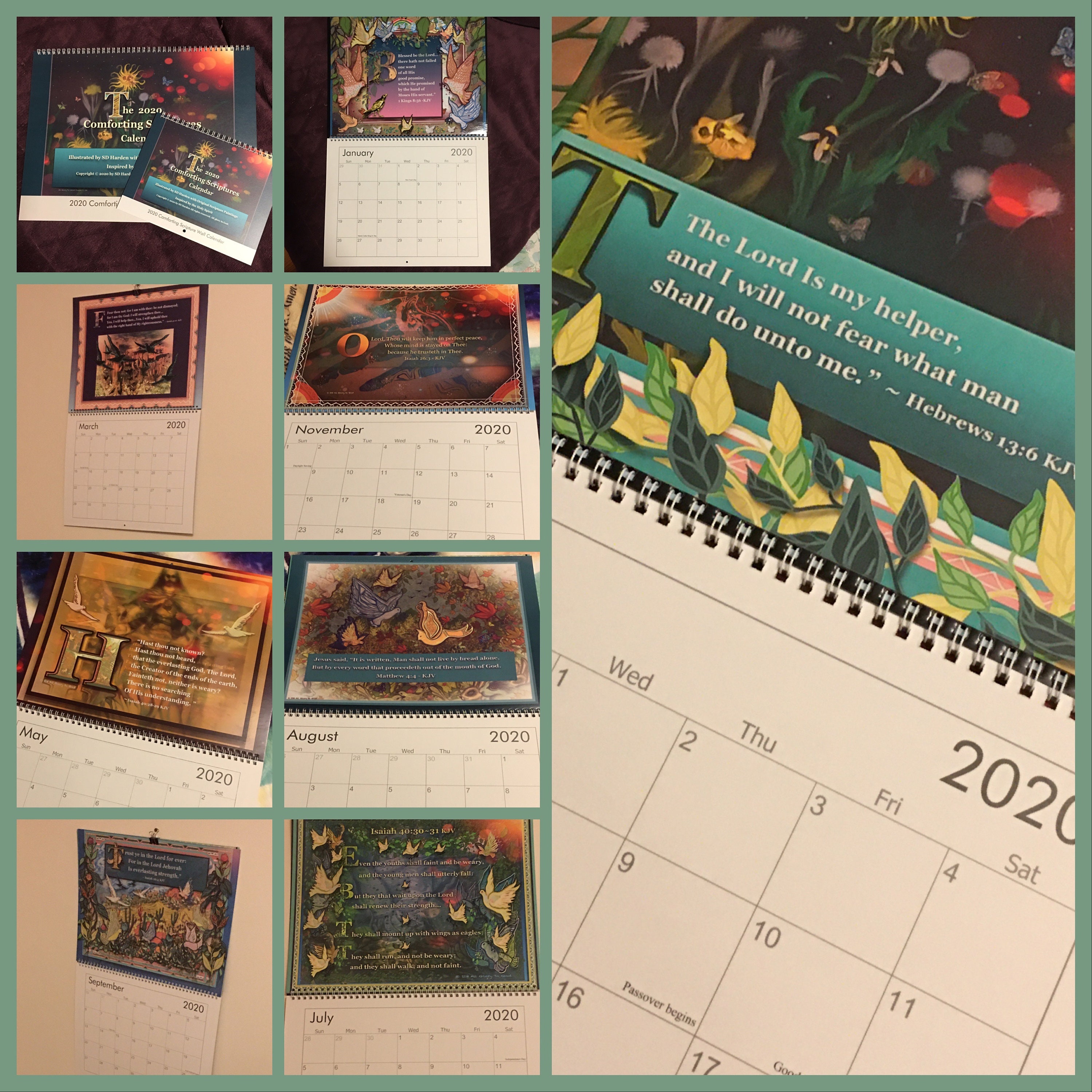 2020 Fine Art Comforting Scripture Wall Calendar in Three Sizes by