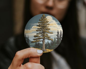 Redwood Tree Die Cut Sticker - Vibrant & Detailed Illustration sticker - Perfect for National Park Lovers