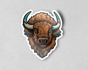 Bison Die Cut Sticker - Vibrant and Detailed Illustration for Water Bottles, Laptops, and More - Perfect for Nature Lovers