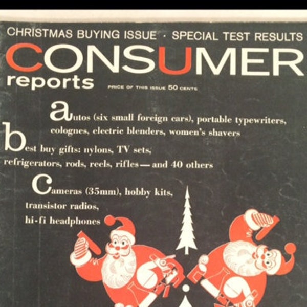 1957 CONSUMER REPORTS magazine Christmas buying issue VW Cologne 35mm Cameras Cigarettes Hi Fi Headphones