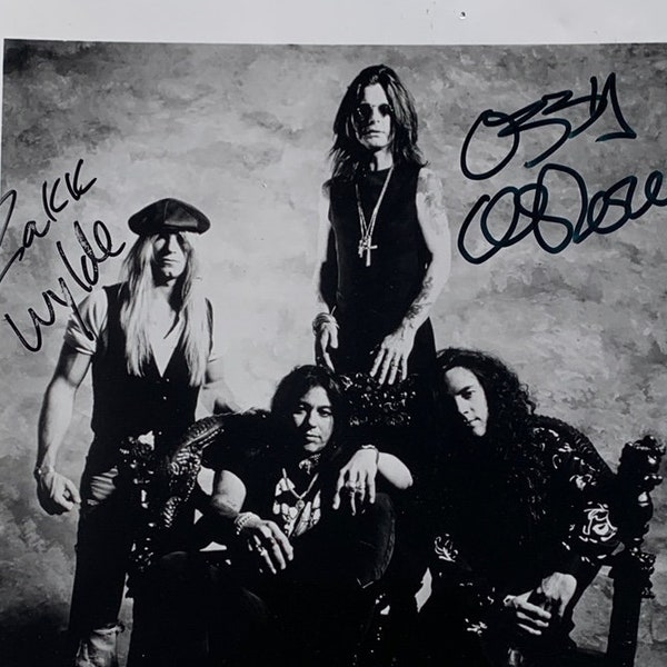 1991 OZZY OSBOURNE AUTOGRAPHED photo Zakk Wylde Randy Castilo and Michael Inez of Alice in Chains