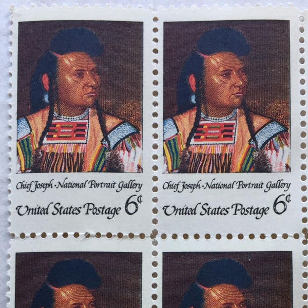 1968 CHIEF JOSEPH 6 cent Postage STAMPS - block of four Native American Nez Perce Pacific Northwest