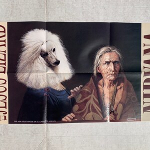 NIRVANA / JESUS LIZARD 1993 cartel original de Touch & Go Records Malcolm Bucknall arte Grunge Punk Rock David Yow Kurt Cobain 14" X 27"