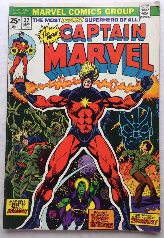 1974 CAPTAIN MARVEL #32 comic book Drax the Destroyer Moondragon 