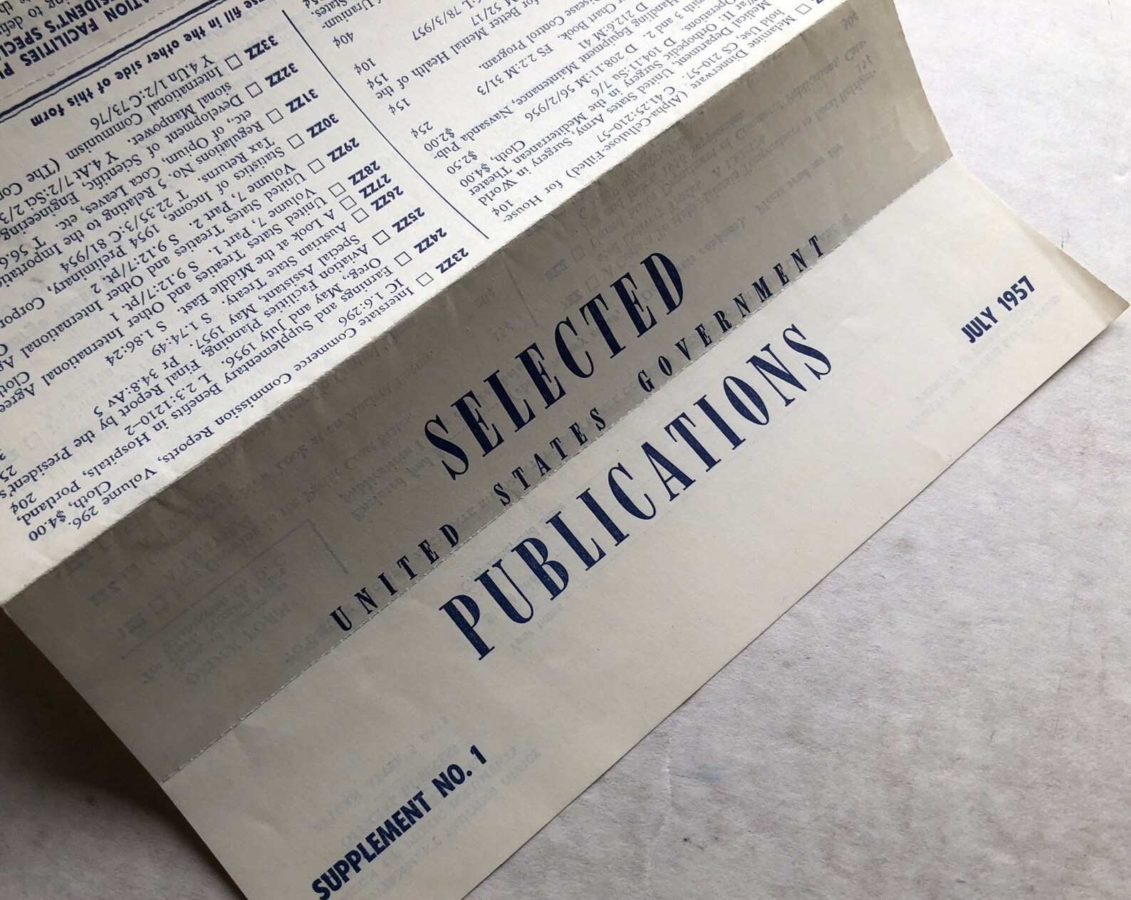 1957 SELECTED U.S. GOVERNMENT PUBLICATIONS Supplement Brochure Etsy