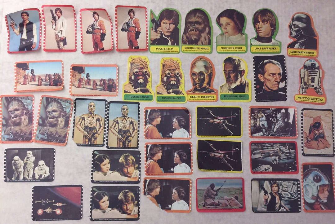 36 Original STAR WARS 1977 Stickers Han Solo Princess Leia Darth Vader ...