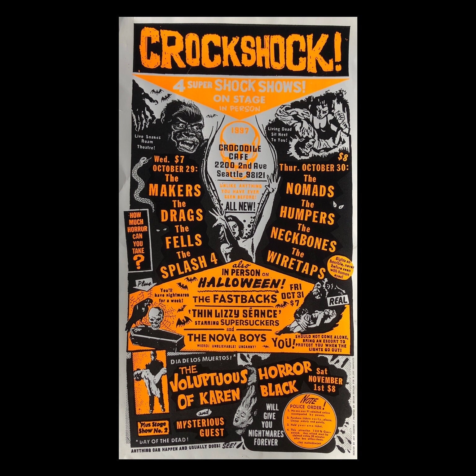 1997 CROCKSHOCK Garage Rock Festival POSTER Art Chantry Design