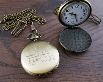 Personalized Pocket Watch Engraved for Free, Custom Bronze Old Fashioned Pocket Watch For Father's Day, Best Men, Groomsmen, Wedding Favor