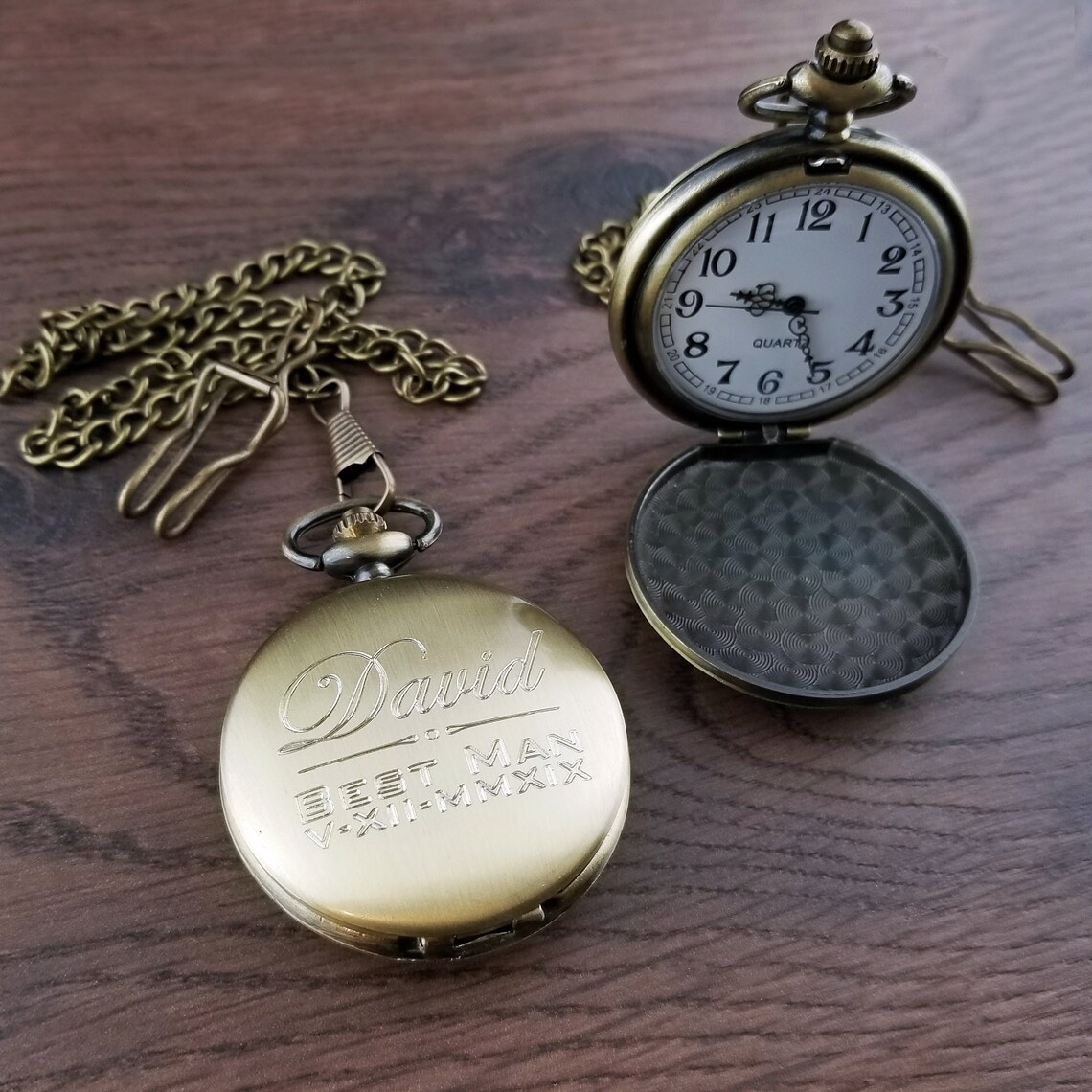 Personalized Pocket Watch Engraved for Free Custom Bronze Old Etsy