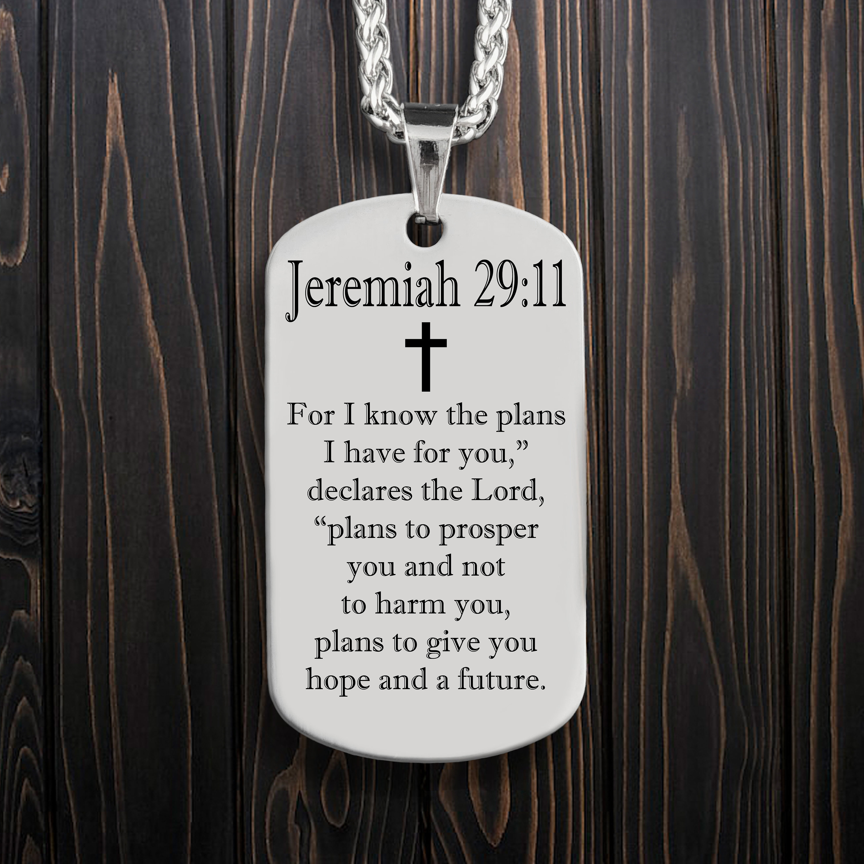Dog tag necklace deals with bible verse