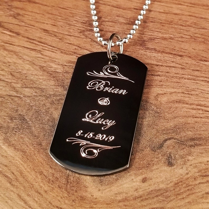 Dog Tag Necklace Personalized Dog Tag Free Engraving Etsy