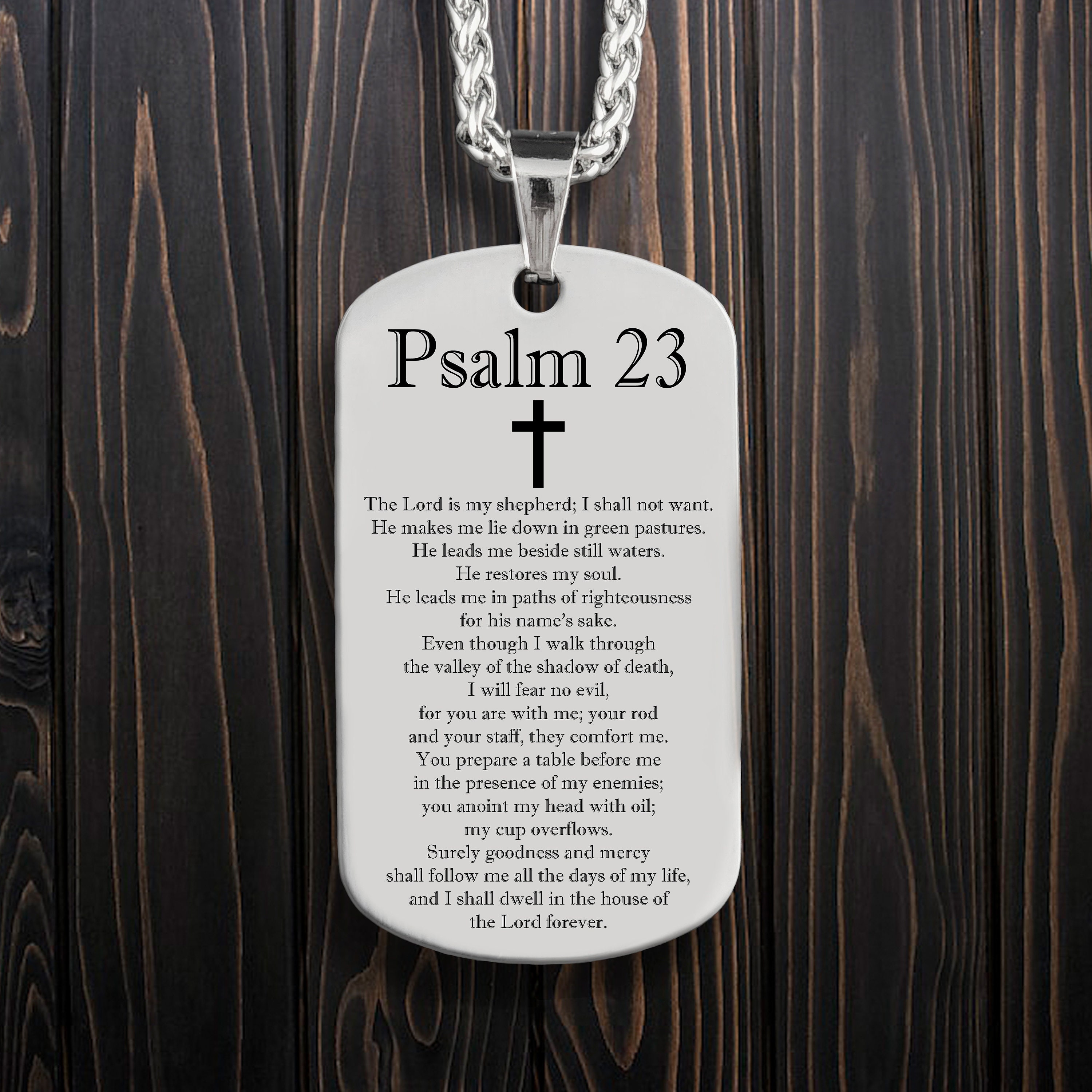 Salmo 23 Psalm 23 Spanish Necklace Stainless Steel or 18k Gold Dog Tag 24