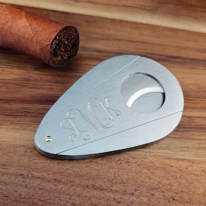 Engraved Cigar Cutter, Custom Stainless Steel Cigar Clip Tobacco Accessory Personalized, Popular Right Now, Handmade Gift image 1