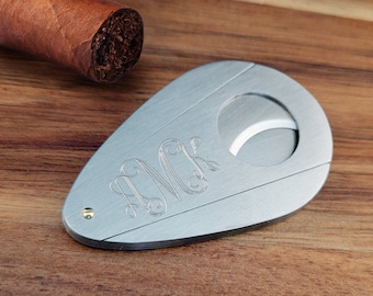 Engraved Cigar Cutter, Custom Stainless Steel Cigar Clip Tobacco Accessory Personalized, Popular Right Now, Handmade Gift