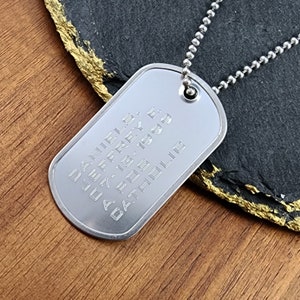 Custom Dog Tag Necklace Personalized Army Style Single Dog Tag Free Engraving, Engraved Aluminum Men's Necklace, Handmade Gift, image 1