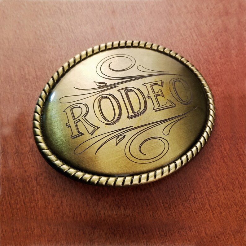 Engraved Belt Buckle Personalized Antique Bronze Oval Rope Etsy