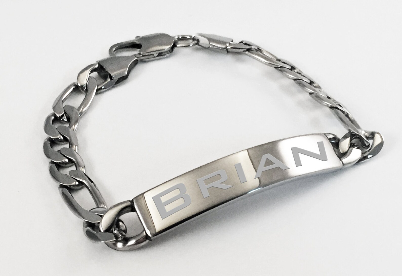 Men's ID Bracelet With Free Engraving Stainless Steel Etsy