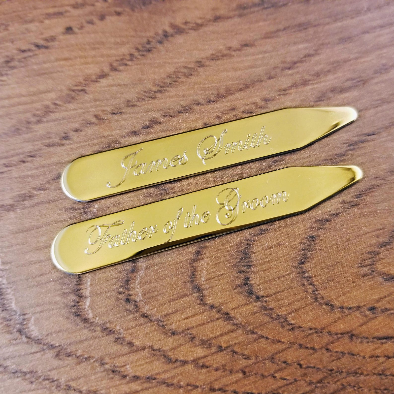 Engraved Collar Stay Gold Plated Stainless Steel Personalized Etsy