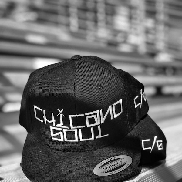 Chicano Soul handstyle lettering embroidered snap back cap
