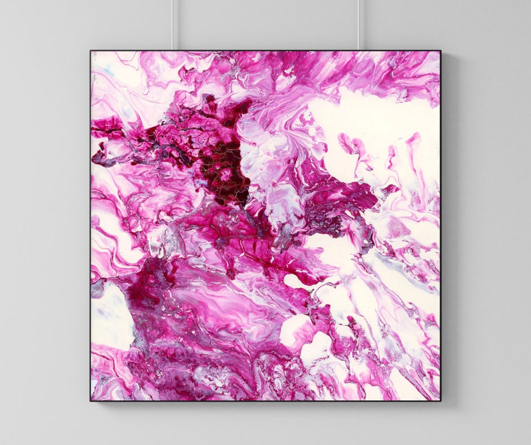 Abstract Dark Pink Wall Art, Rose Pink, Contemporary Wall Decor, Canvas