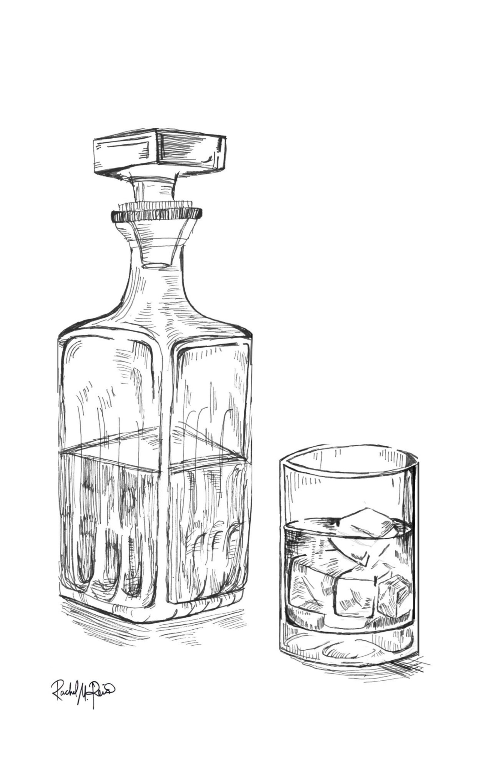 Whiskey Decanter and Glass Printable Etsy