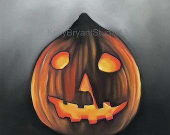 Halloween Jack O Lantern, Giclee print from my original pastel painting