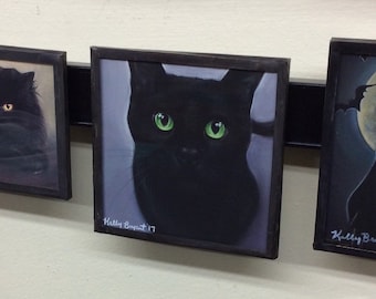Magnet, Giclee print from one of my original pastel paintings, Black Cat