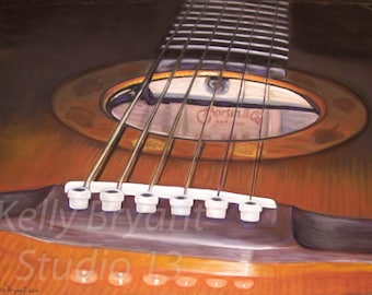 Martin Guitar, Giclee print of original pastel painting