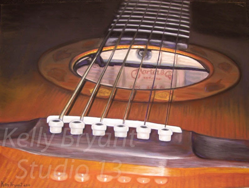Martin Guitar, Giclee print of original pastel painting image 1