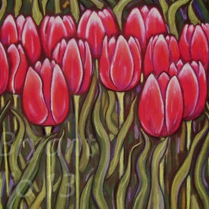 Tulips, Giclee print of original pastel painting image 1