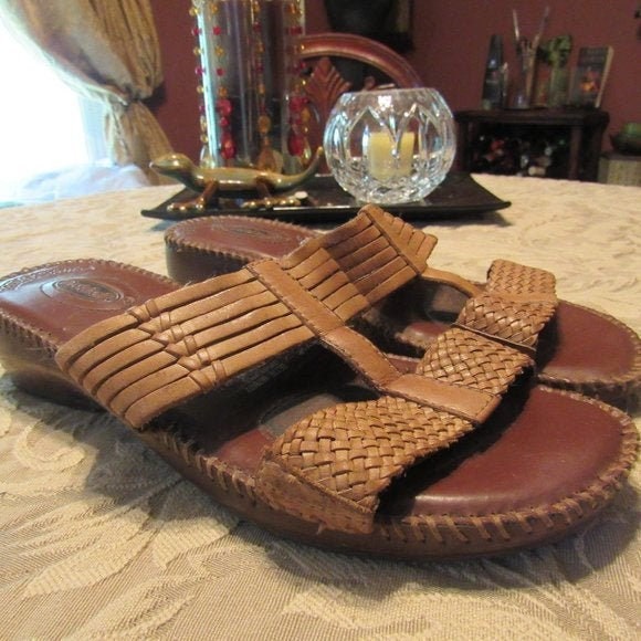 tan weave sandals