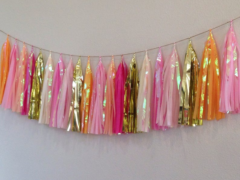 Tassel Garland or Giant Balloon with Tassels island pink peach Etsy