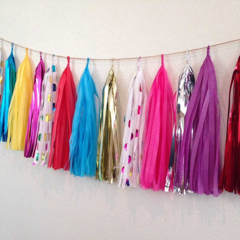 BIRTHDAY Tassel Garland or Giant Balloon With Tassels Pink Red Etsy