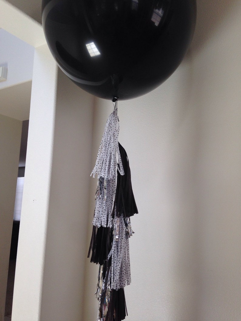 Giant 36 black balloon tassel or Tassel Garland silver Etsy