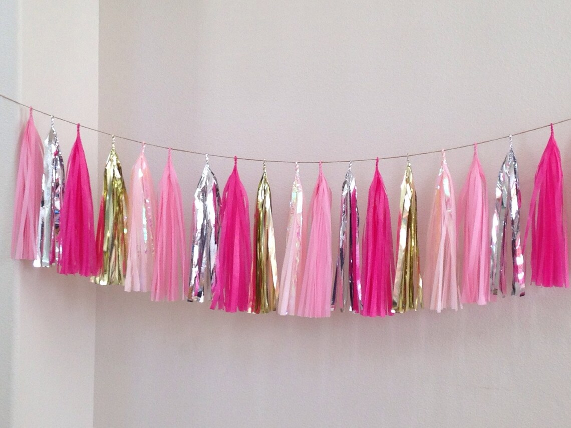 Tassel Garland or Giant Balloon With Tassels Gold Silver Pink Etsy