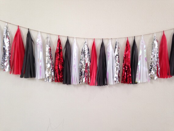 black and white tassel garland