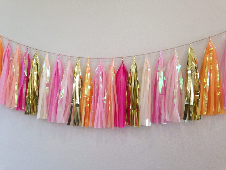 Tassel Garland or Giant Balloon with Tassels island pink peach Etsy