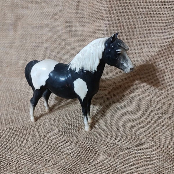 Vintage Breyer Horse Black Pinto Tobiano Western Pony